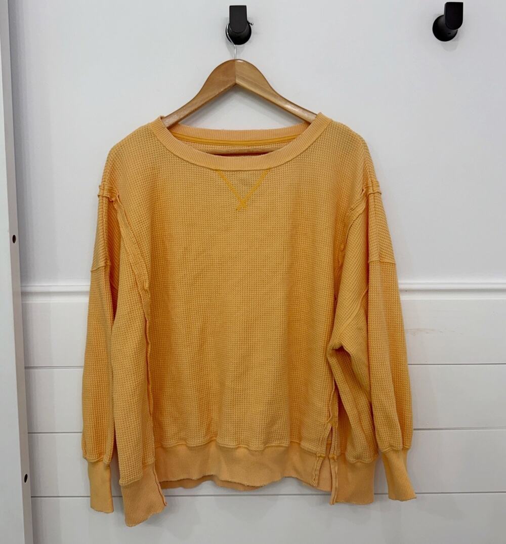 Women’s American Eagle Aerie Thermal Sweater Top Yellow Size XS